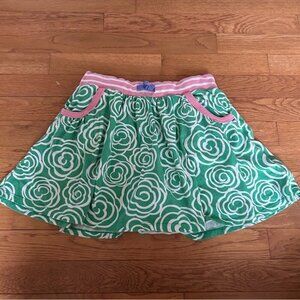 Mini Boden Girls Green White Floral Pattern Cotton Skort Youth Size 11/12